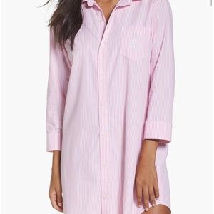 Lauren Ralph Lauren Branded Pocket Pink Poplin Tunic/ Nightgown